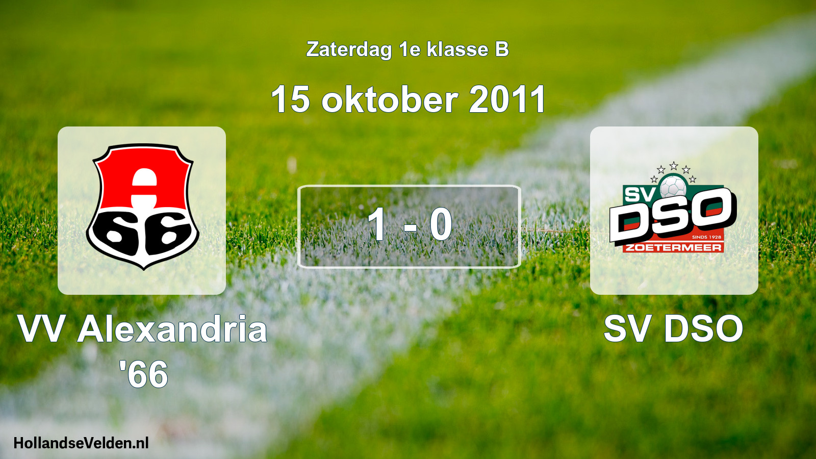 Total number of matches played: VV Alexandria '66 - SV DSO 1 - 0 (15 October 2011)