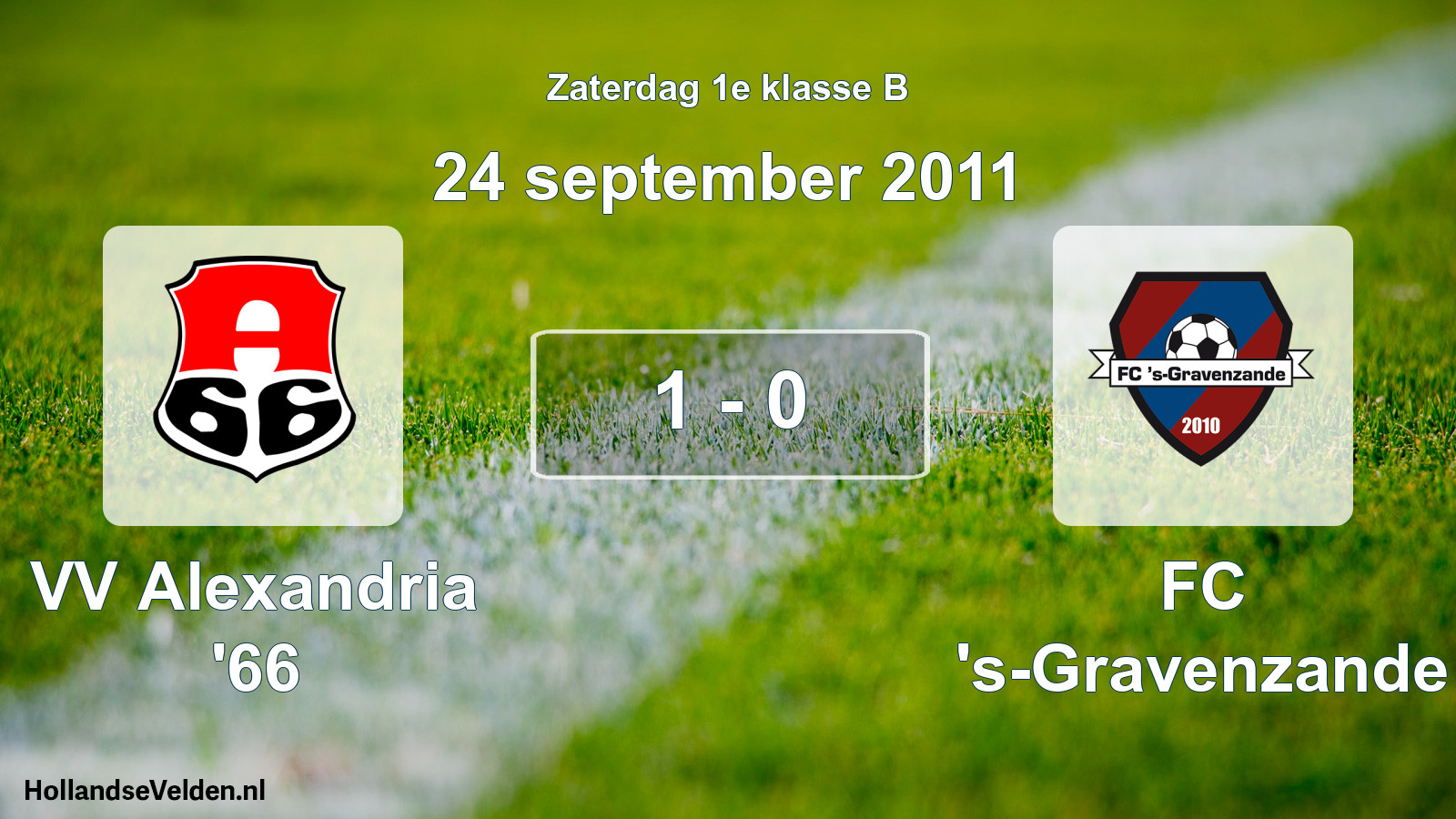 Total number of matches played: VV Alexandria '66 - FC 's-Gravenzande 1 - 0 (24 September 2011)