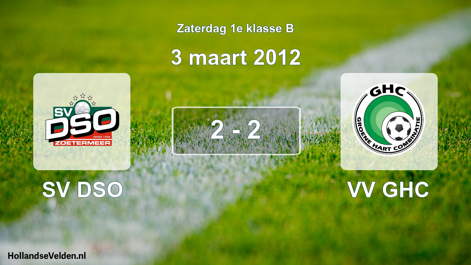 Total number of matches played: SV DSO - VV GHC 2 - 2 (3 March 2012)