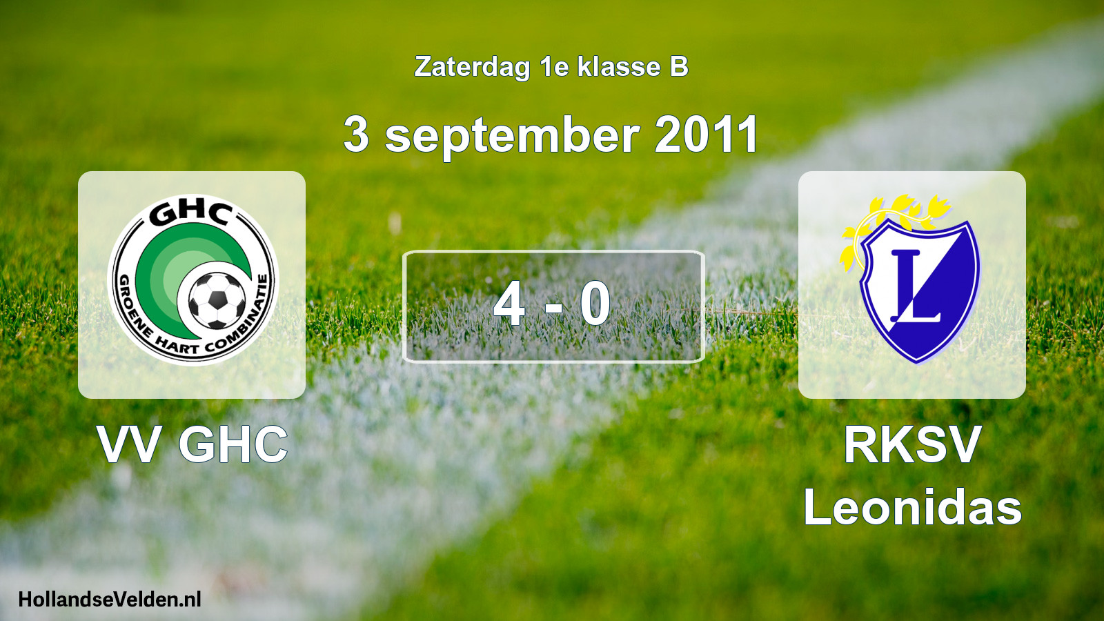 Total number of matches played: VV GHC - RKSV Leonidas 4 - 0 (3 September 2011)