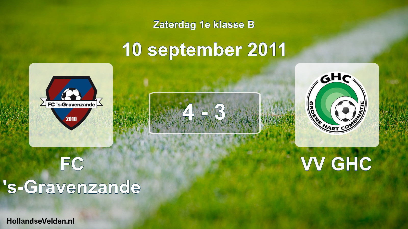 Total number of matches played: FC 's-Gravenzande - VV GHC 4 - 3 (10 September 2011)