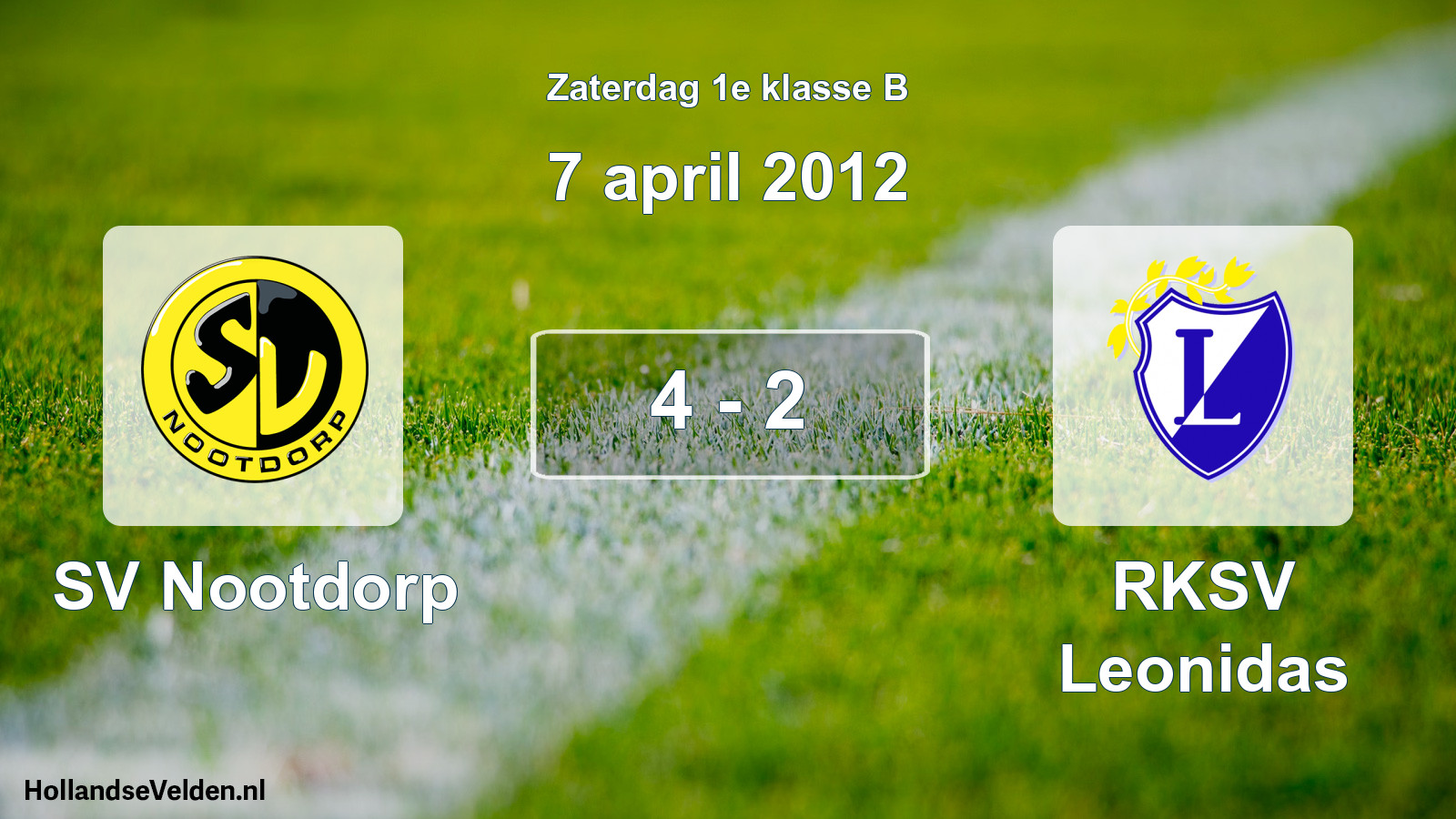 Total number of matches played: SV Nootdorp - RKSV Leonidas 4 - 2 (7 April 2012)