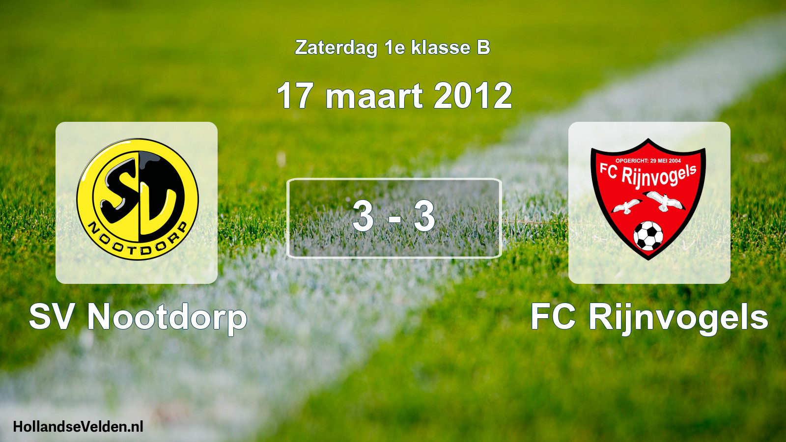Total number of matches played: SV Nootdorp - FC Rijnvogels 3 - 3 (17 March 2012)