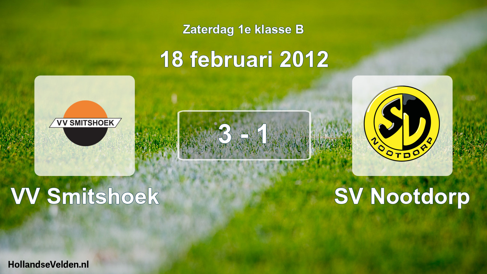 Total number of matches played: VV Smitshoek - SV Nootdorp 3 - 1 (18 February 2012)
