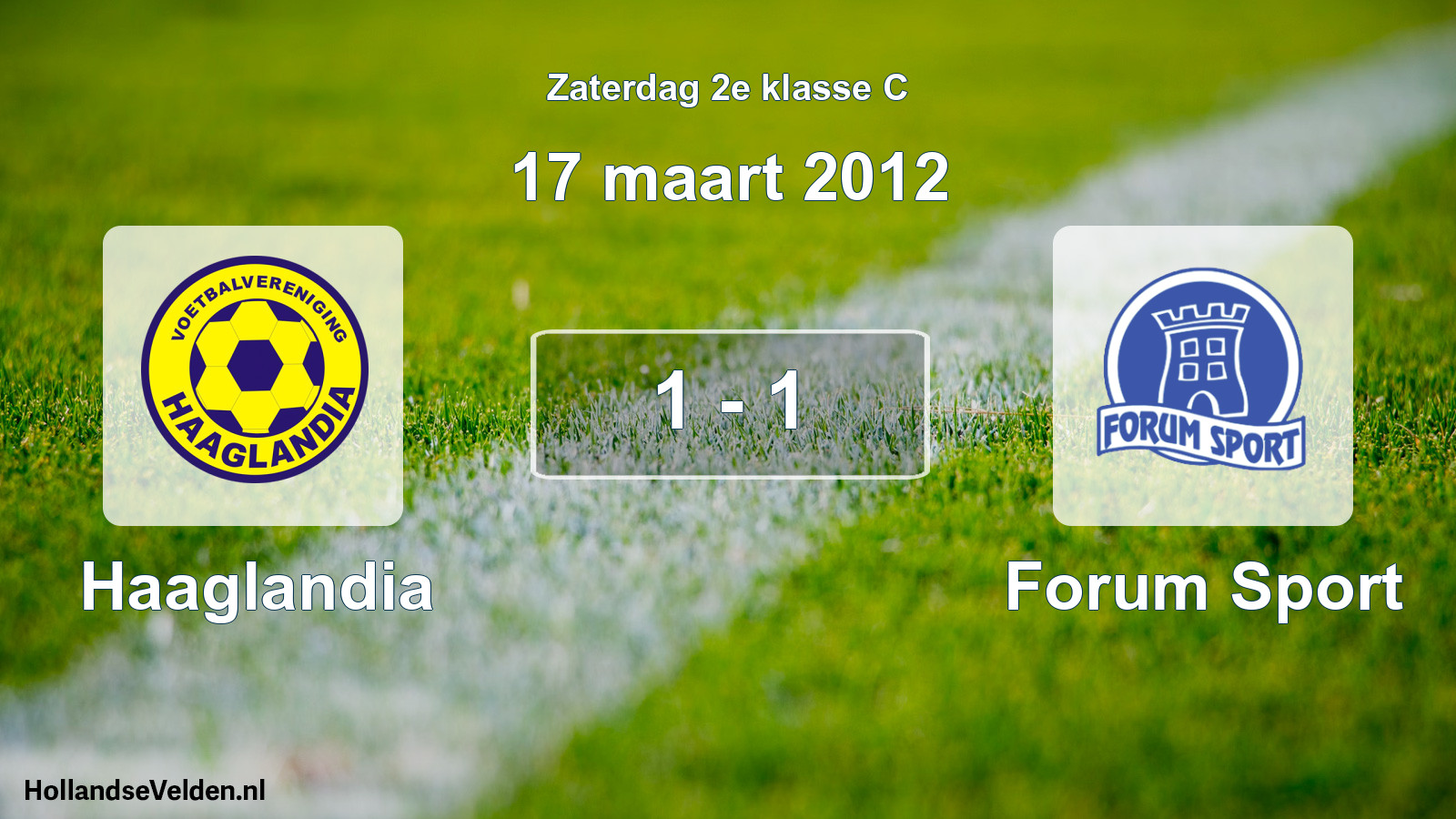 Total number of matches played: Haaglandia - Forum Sport 1 - 1 (17 March 2012)