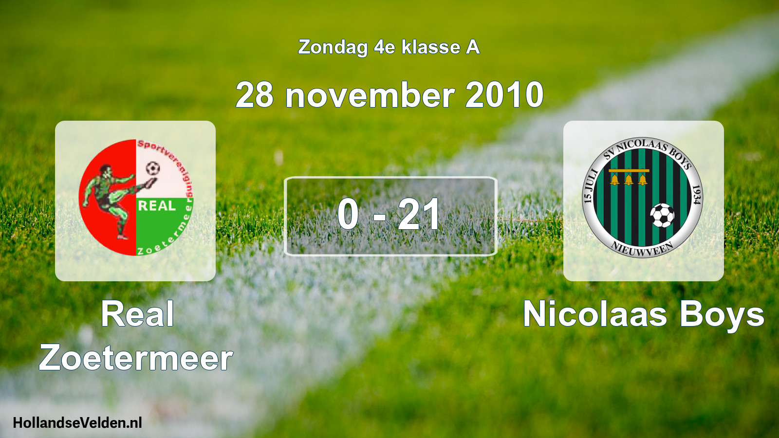 Gespeelde wedstrijd: Real Zoetermeer - Nicolaas Boys 0 - 21 (28 november 2010)