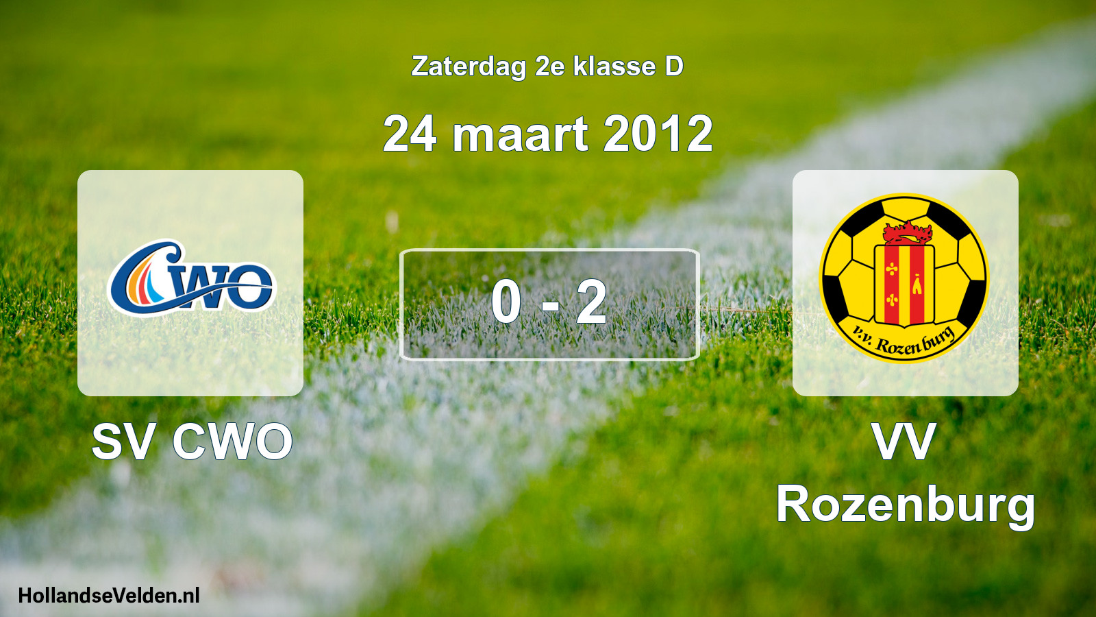Total number of matches played: SV CWO - VV Rozenburg 0 - 2 (24 March 2012)