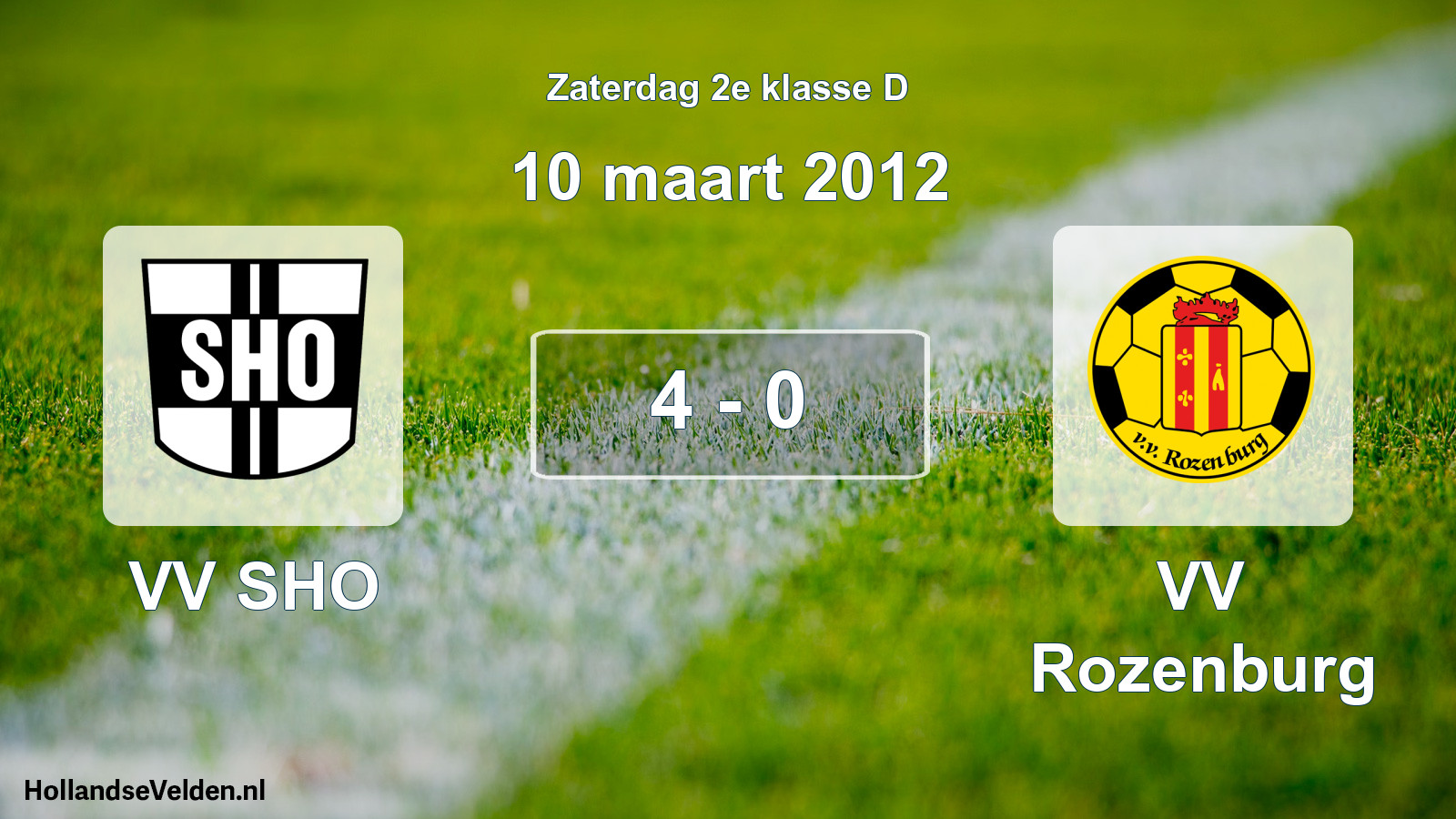 Total number of matches played: VV SHO - VV Rozenburg 4 - 0 (10 March 2012)