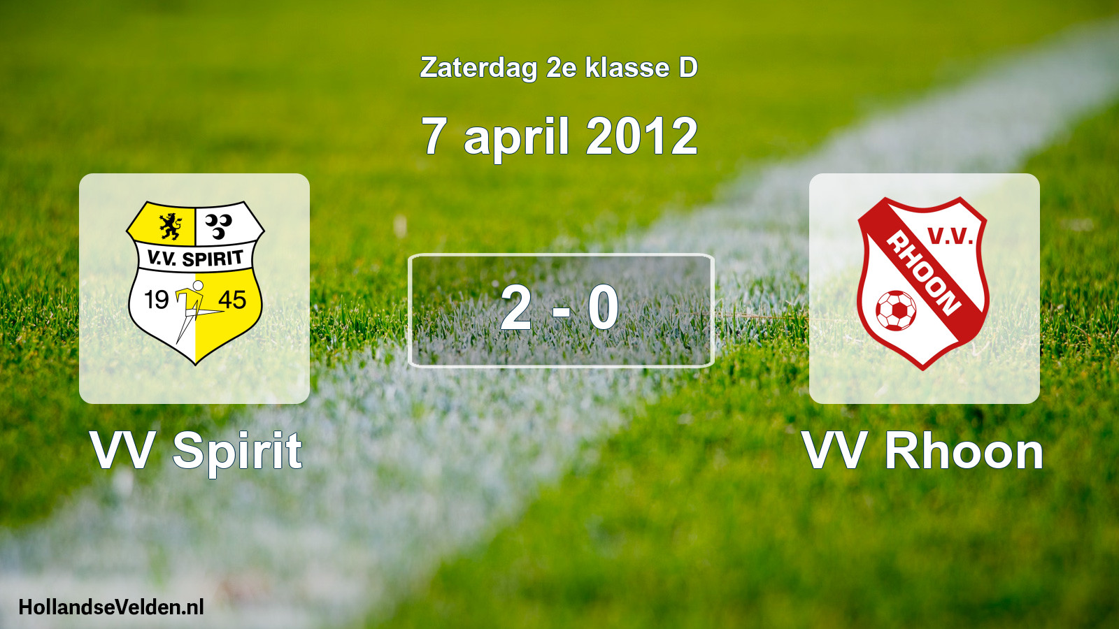 Total number of matches played: VV Spirit - VV Rhoon 2 - 0 (7 April 2012)