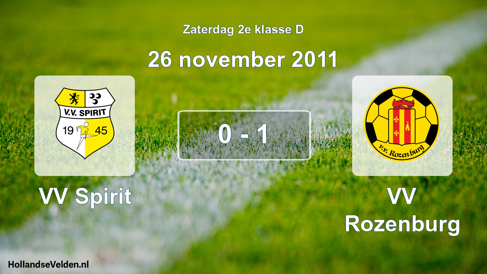 Total number of matches played: VV Spirit - VV Rozenburg 0 - 1 (26 November 2011)