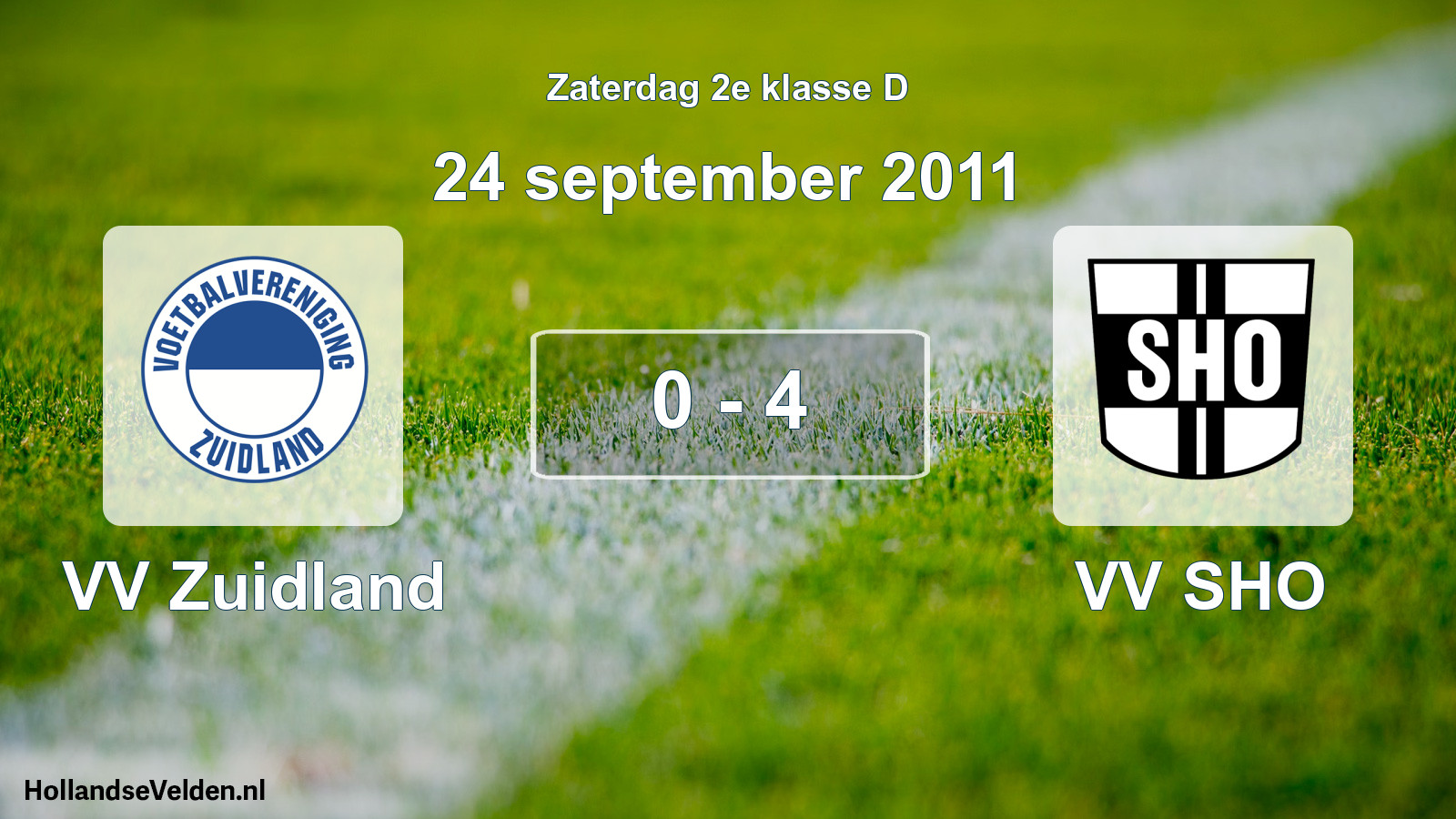 Total number of matches played: VV Zuidland - VV SHO 0 - 4 (24 September 2011)