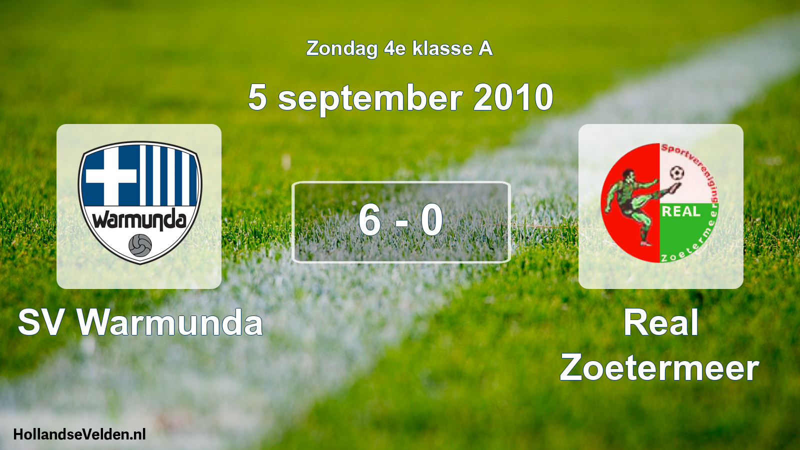 Gespeelde wedstrijd: SV Warmunda - Real Zoetermeer 6 - 0 (5 september 2010)