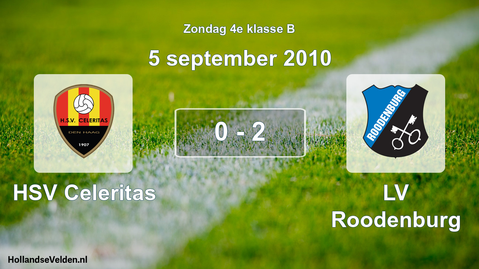 Gespeelde wedstrijd: HSV Celeritas - LV Roodenburg 0 - 2 (5 september 2010)