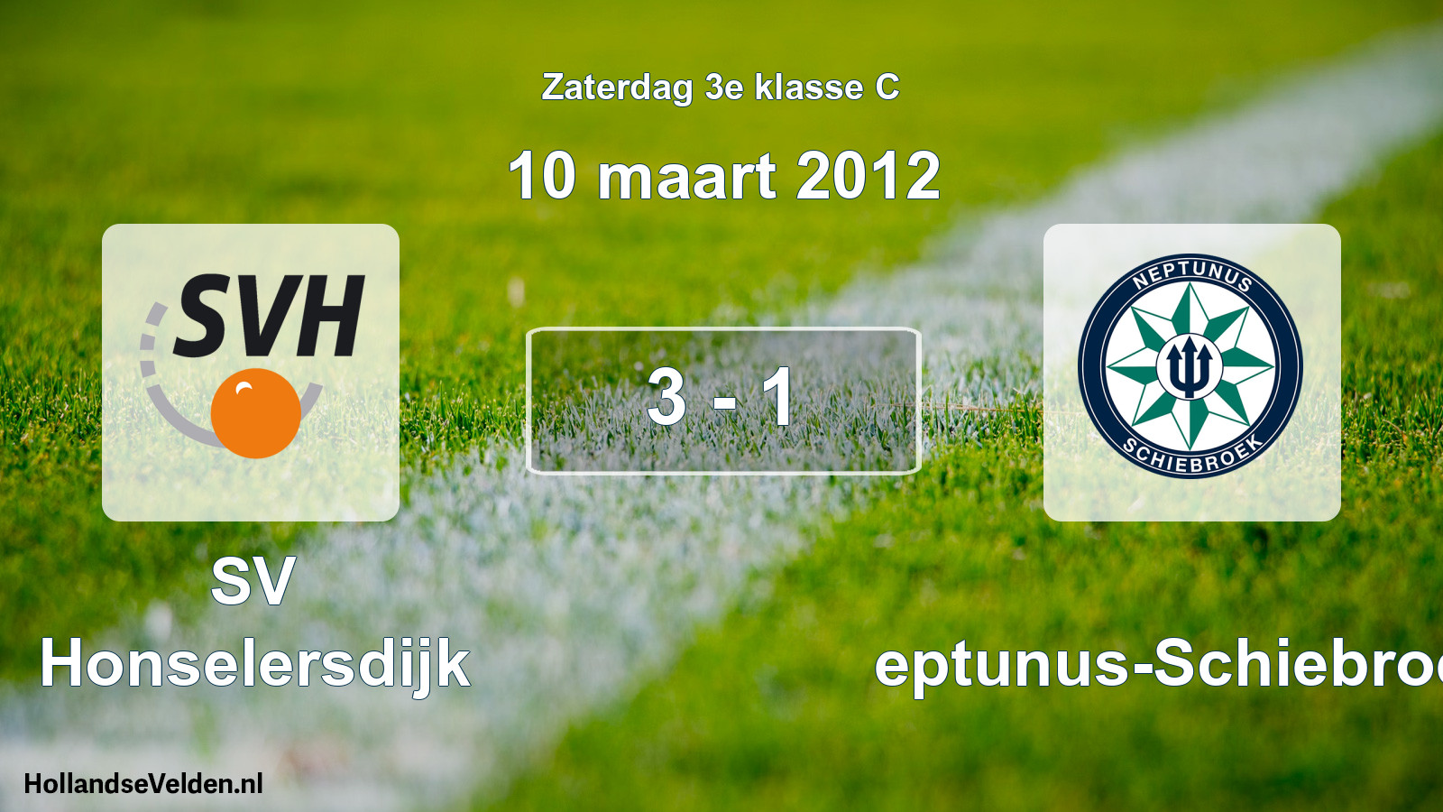 Total number of matches played: SV Honselersdijk - Neptunus-Schiebroek 3 - 1 (10 March 2012)