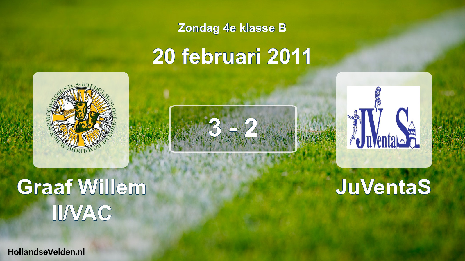 Total number of matches played: Graaf Willem II/VAC - JuVentaS 3 - 2 (20 February 2011)