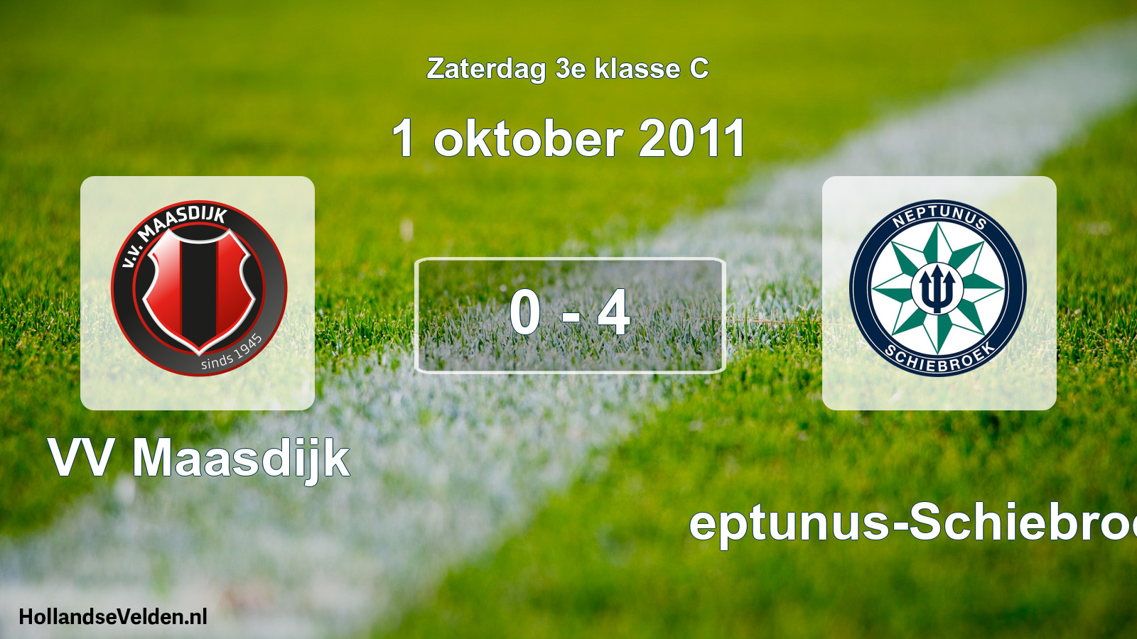 Total number of matches played: VV Maasdijk - Neptunus-Schiebroek 0 - 4 (1 October 2011)