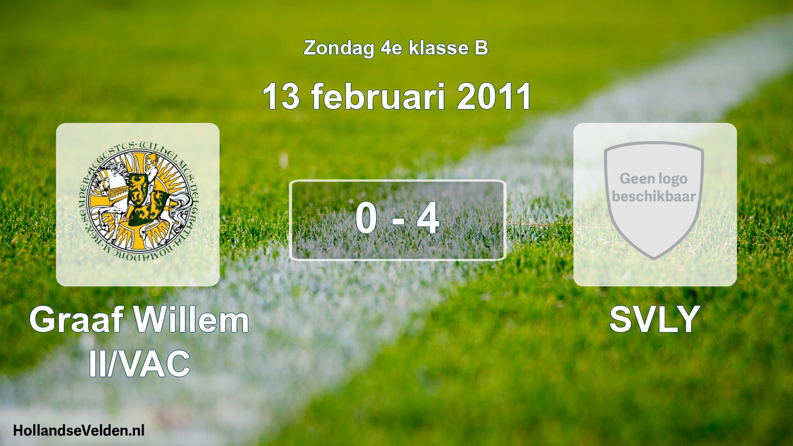 Total number of matches played: Graaf Willem II/VAC - SVLY 0 - 4 (13 February 2011)
