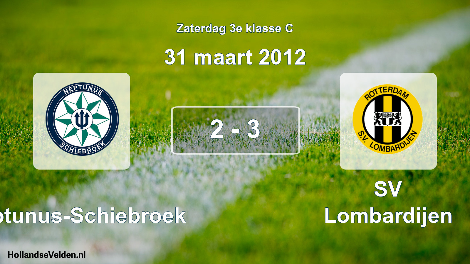 Total number of matches played: Neptunus-Schiebroek - SV Lombardijen 2 - 3 (31 March 2012)