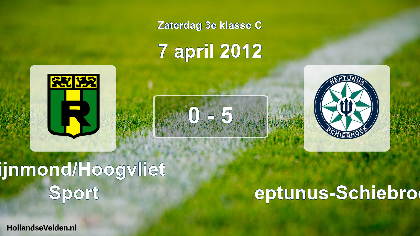 Total number of matches played: Rijnmond/Hoogvliet Sport - Neptunus-Schiebroek 0 - 5 (7 April 2012)