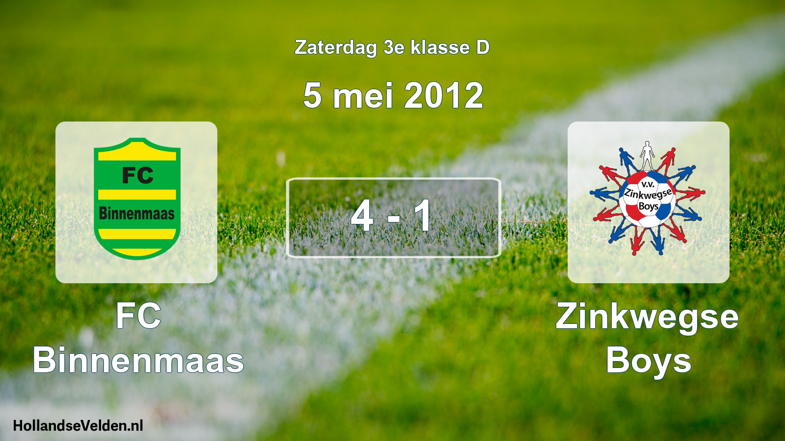 Total number of matches played: FC Binnenmaas - Zinkwegse Boys 4 - 1 (5 May 2012)