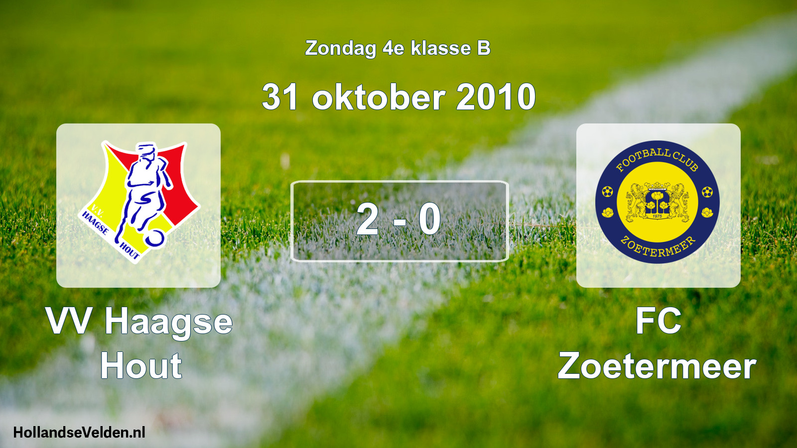 Total number of matches played: VV Haagse Hout - FC Zoetermeer 2 - 0 (31 October 2010)
