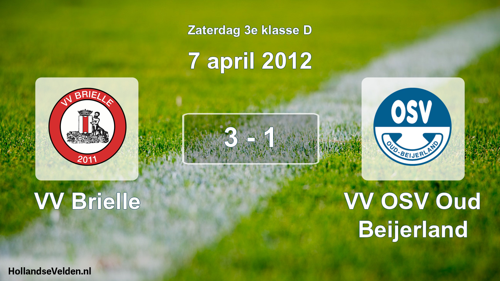 Total number of matches played: VV Brielle - VV OSV Oud Beijerland 3 - 1 (7 April 2012)