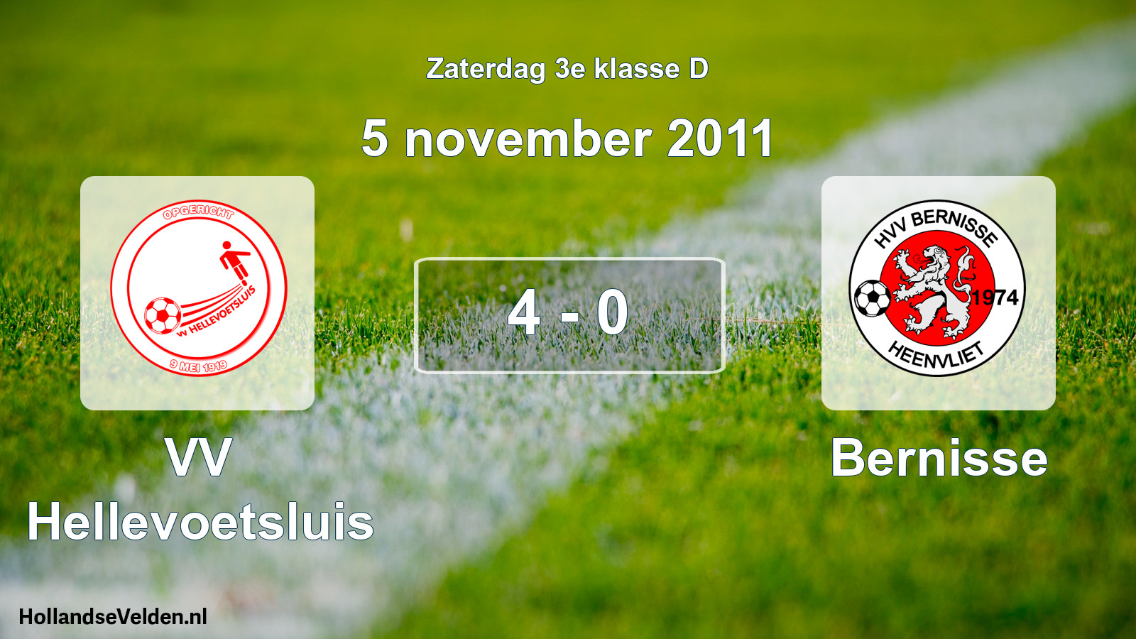 Total number of matches played: VV Hellevoetsluis - Bernisse 4 - 0 (5 November 2011)