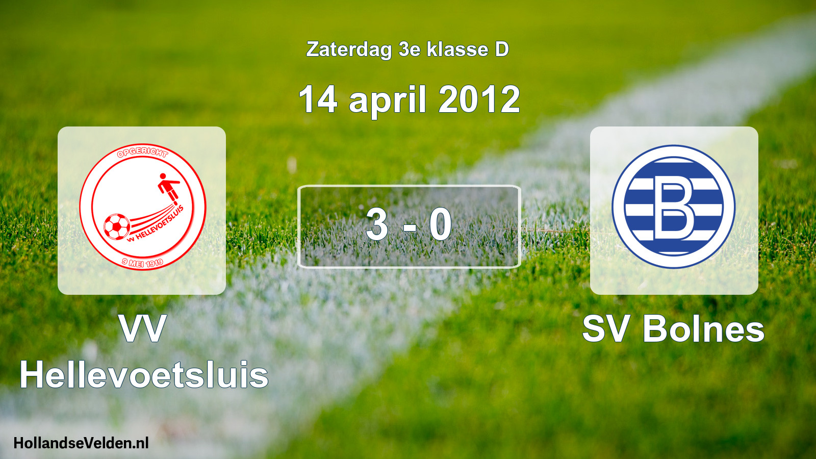 Total number of matches played: VV Hellevoetsluis - SV Bolnes 3 - 0 (14 April 2012)