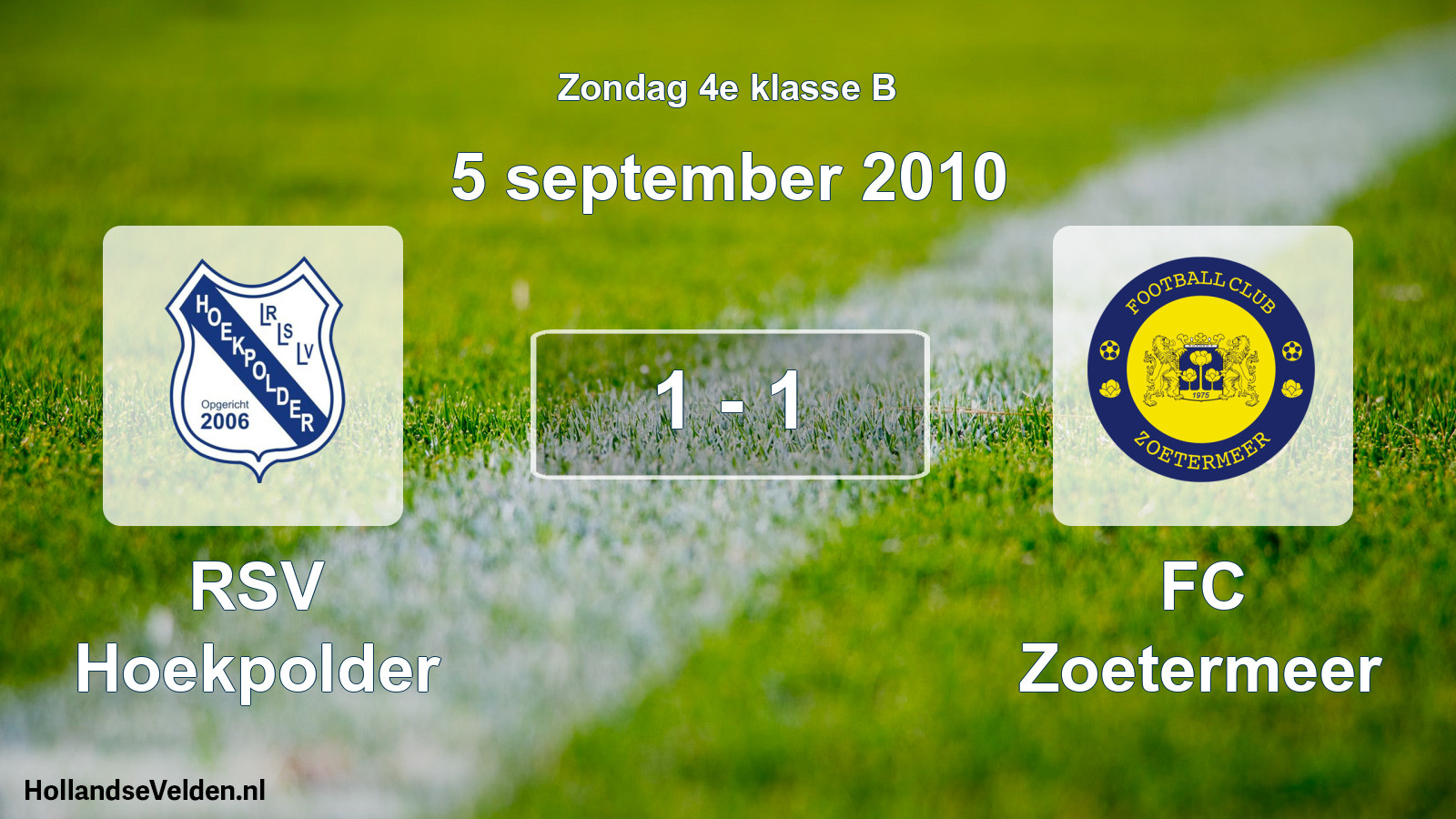 Gespeelde wedstrijd: RSV Hoekpolder - FC Zoetermeer 1 - 1 (5 september 2010)