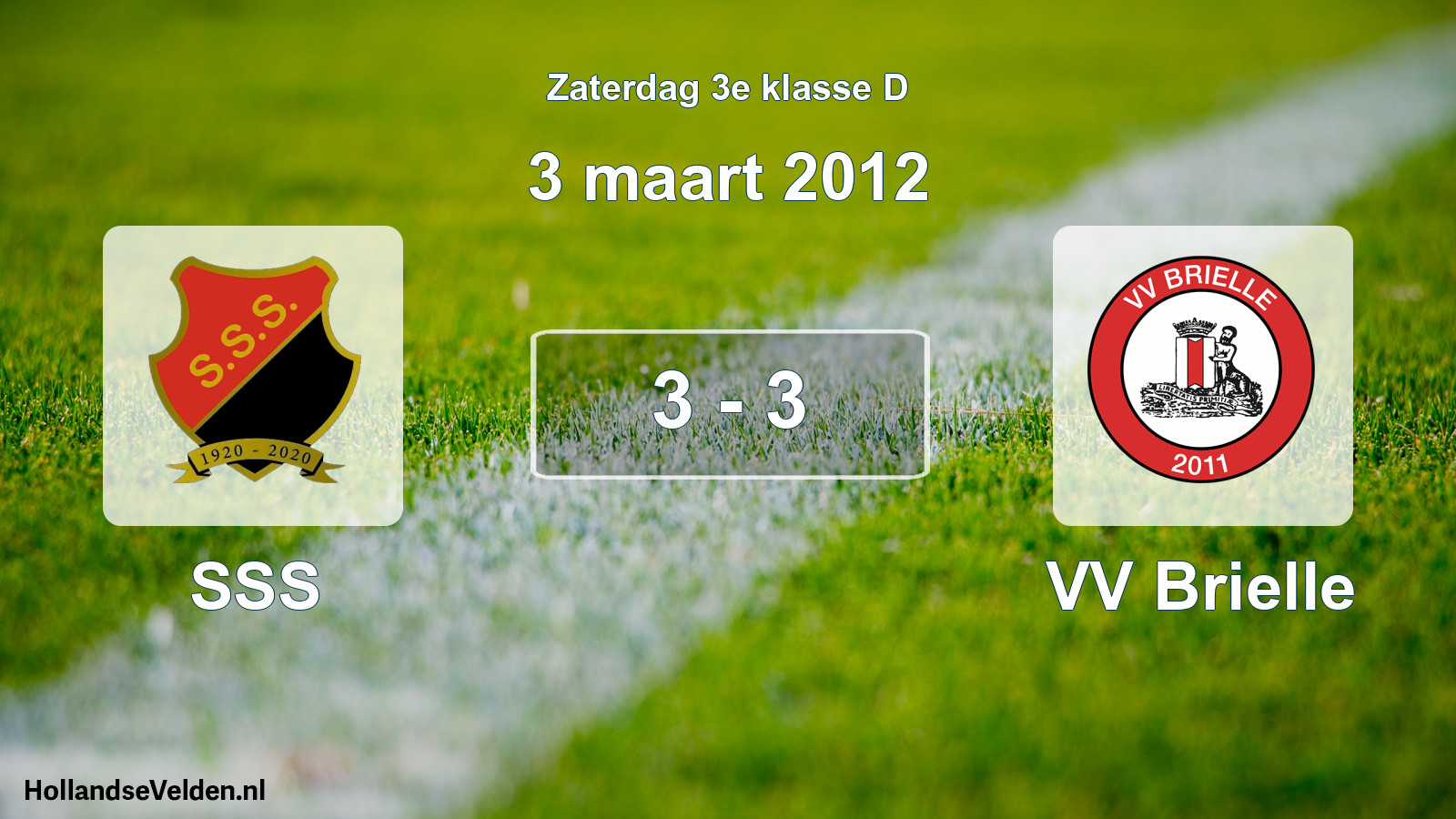 Total number of matches played: SSS - VV Brielle 3 - 3 (3 March 2012)