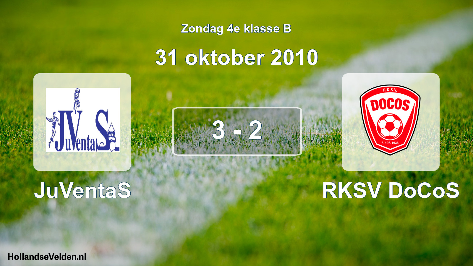 Gespeelde wedstrijd: JuVentaS - RKSV DoCoS 3 - 2 (31 oktober 2010)