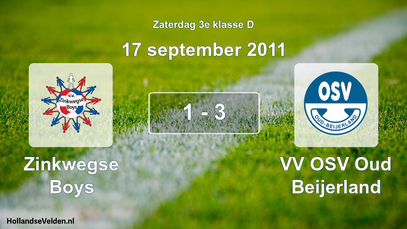 Total number of matches played: Zinkwegse Boys - VV OSV Oud Beijerland 1 - 3 (17 September 2011)