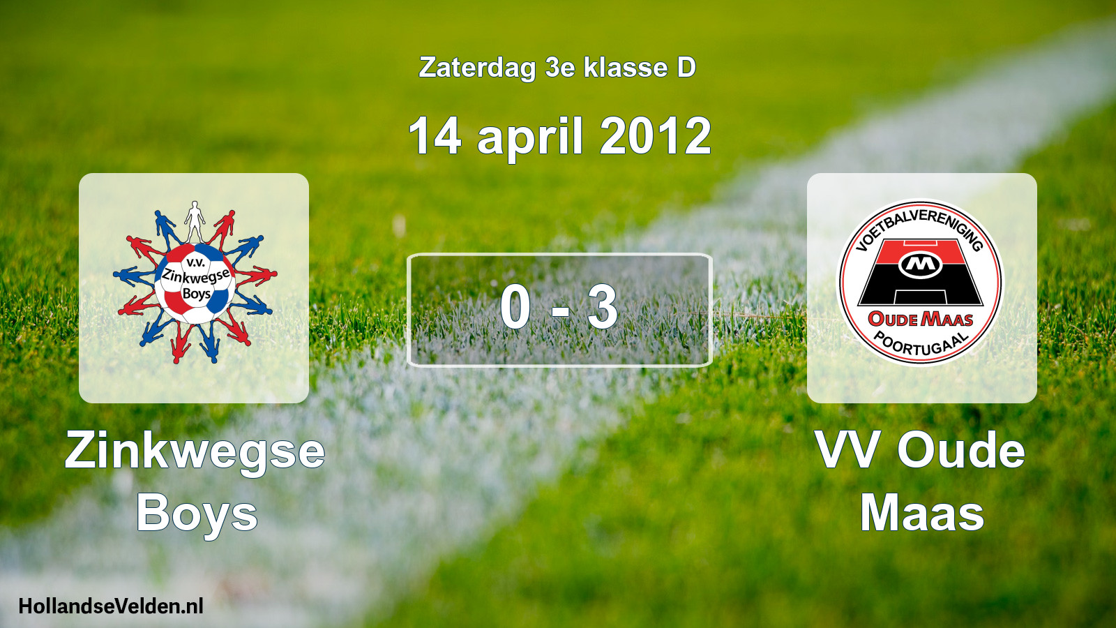 Total number of matches played: Zinkwegse Boys - VV Oude Maas 0 - 3 (14 April 2012)