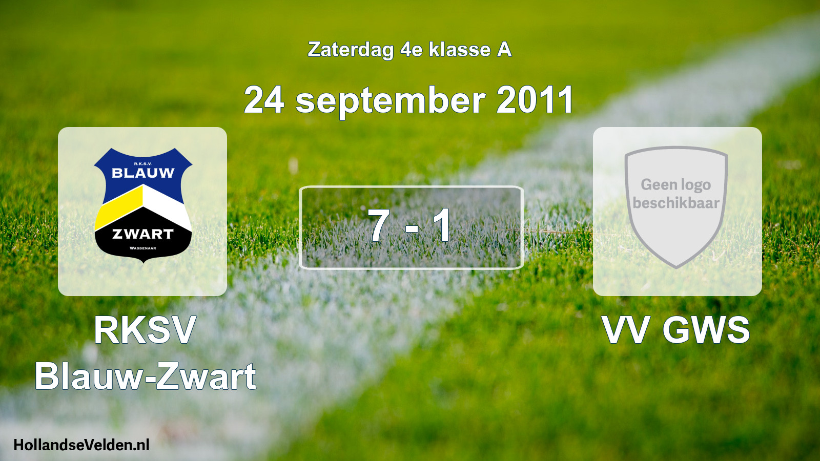 Total number of matches played: RKSV Blauw-Zwart - VV GWS 7 - 1 (24 September 2011)