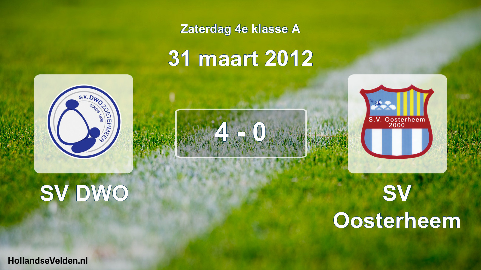 Total number of matches played: SV DWO - SV Oosterheem 4 - 0 (31 March 2012)