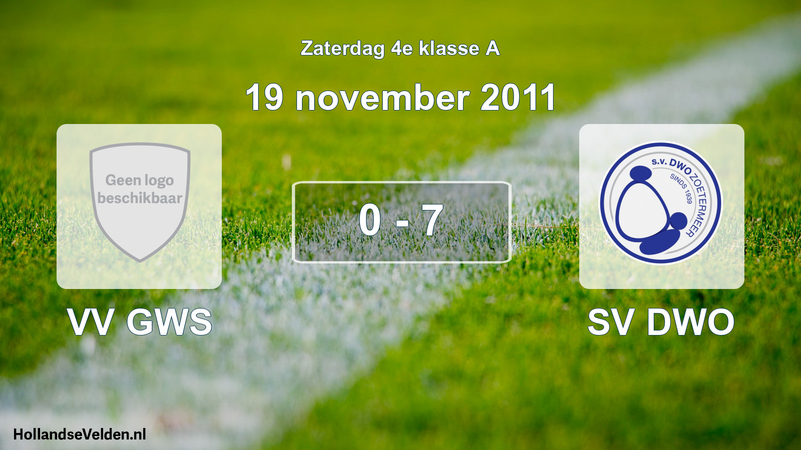 Total number of matches played: VV GWS - SV DWO 0 - 7 (19 November 2011)
