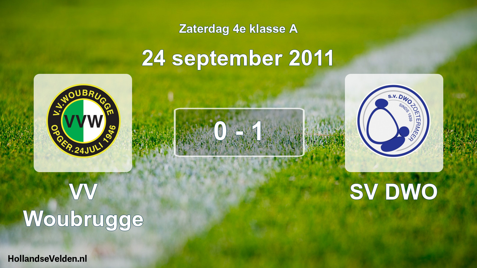 Total number of matches played: VV Woubrugge - SV DWO 0 - 1 (24 September 2011)