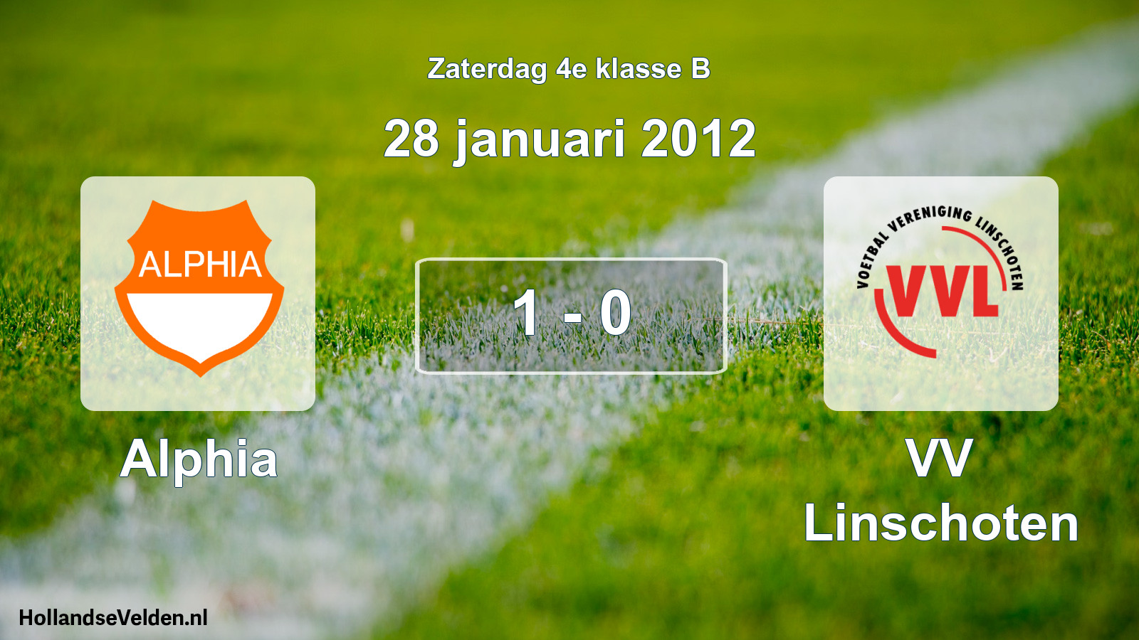 Total number of matches played: Alphia - VV Linschoten 1 - 0 (28 January 2012)