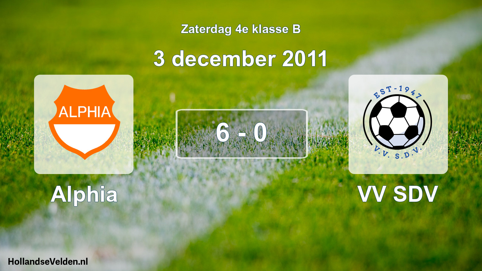 Total number of matches played: Alphia - VV SDV 6 - 0 (3 December 2011)