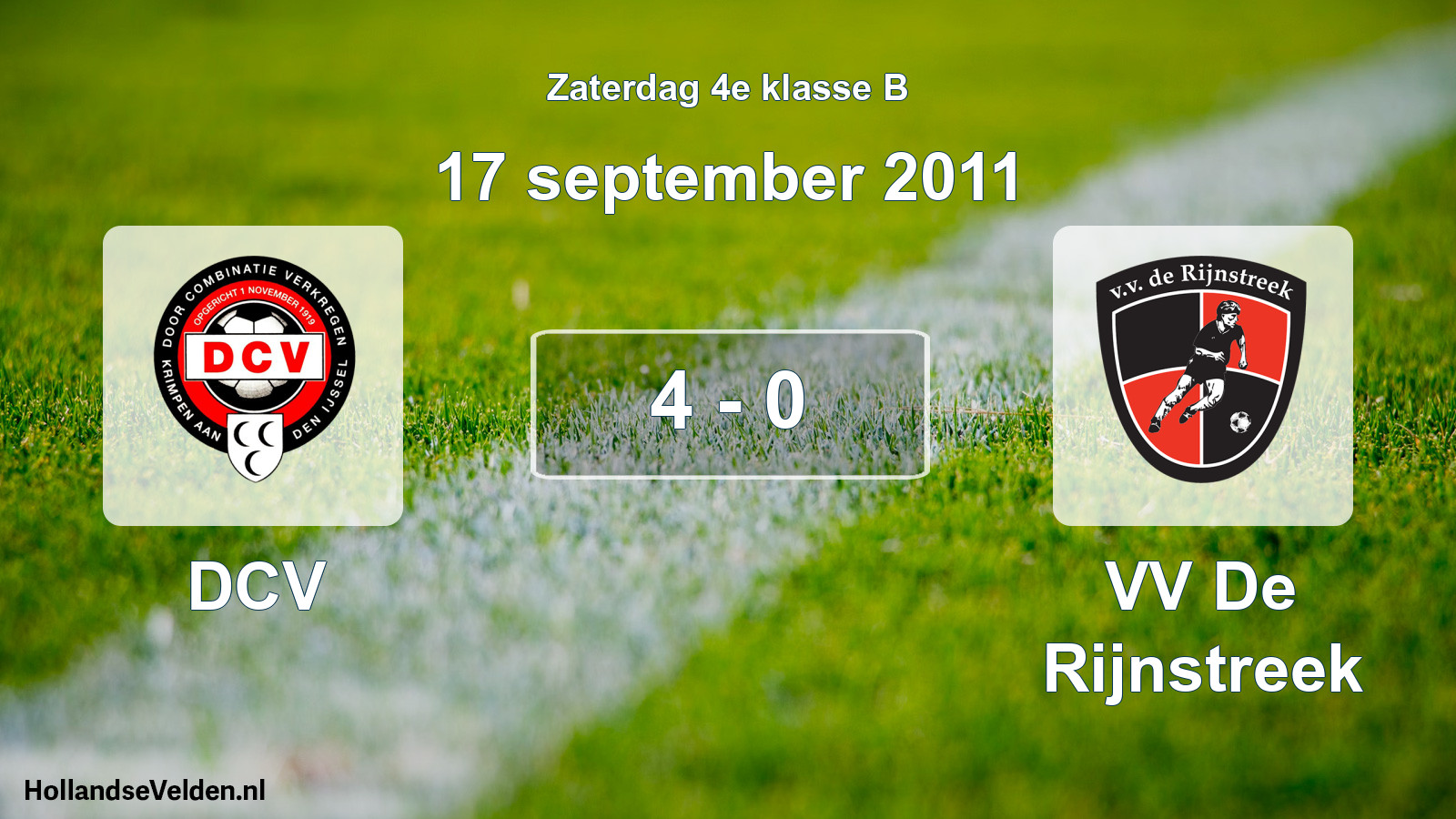 Total number of matches played: DCV - VV De Rijnstreek 4 - 0 (17 September 2011)