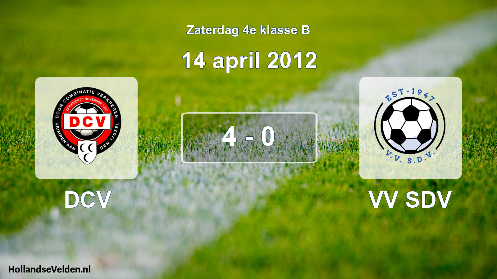 Total number of matches played: DCV - VV SDV 4 - 0 (14 April 2012)