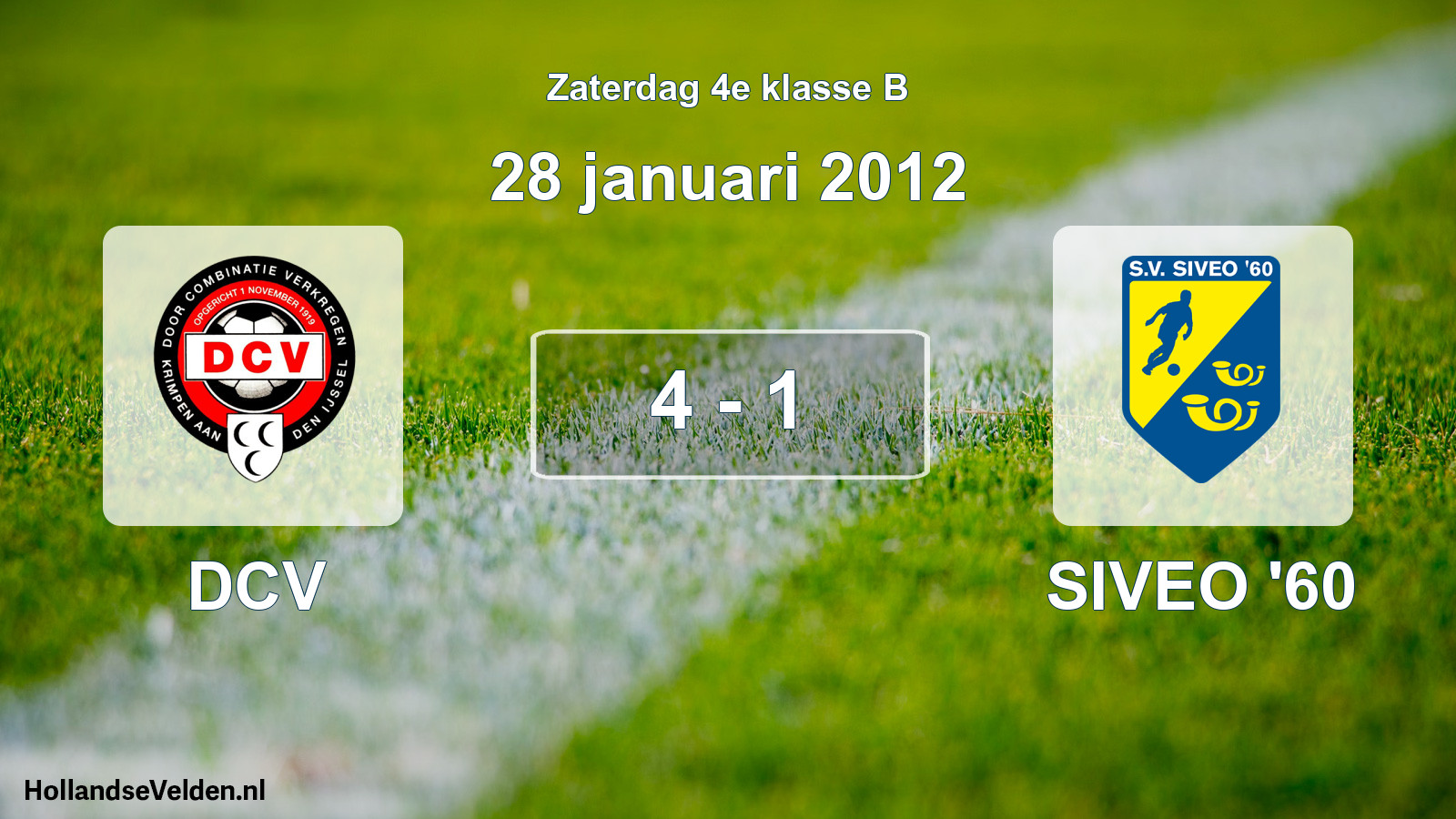 Total number of matches played: DCV - SIVEO '60 4 - 1 (28 January 2012)