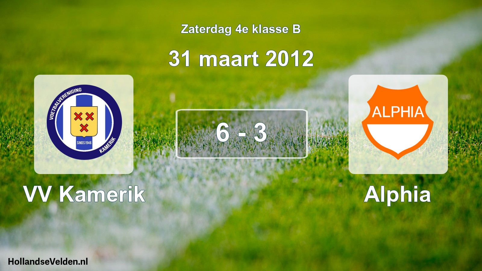Total number of matches played: VV Kamerik - Alphia 6 - 3 (31 March 2012)