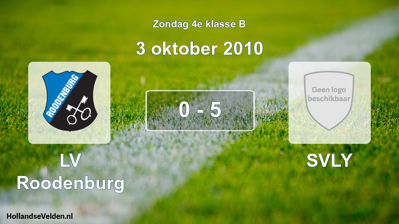 Total number of matches played: LV Roodenburg - SVLY 0 - 5 (3 October 2010)