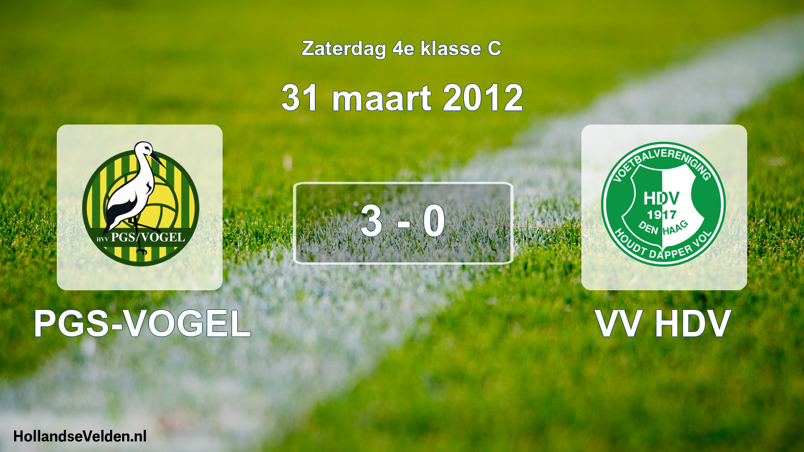 Total number of matches played: PGS-VOGEL - VV HDV 3 - 0 (31 March 2012)