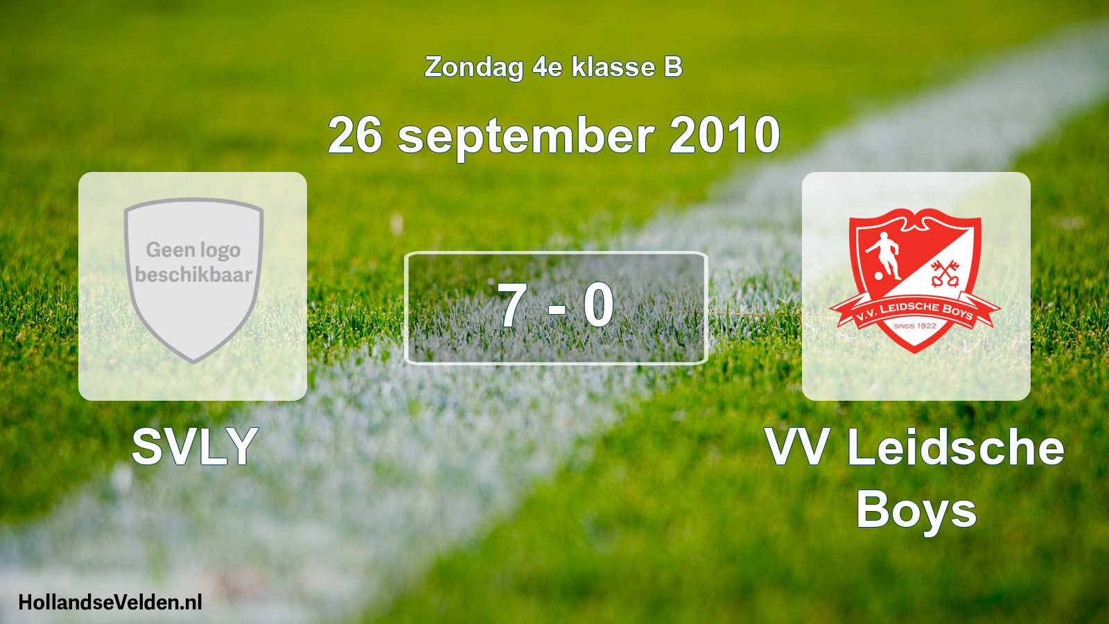 Total number of matches played: SVLY - VV Leidsche Boys 7 - 0 (26 September 2010)