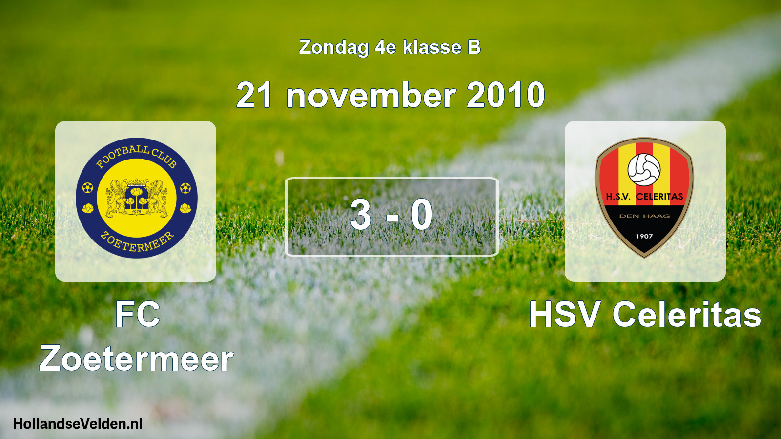 Total number of matches played: FC Zoetermeer - HSV Celeritas 3 - 0 (21 November 2010)
