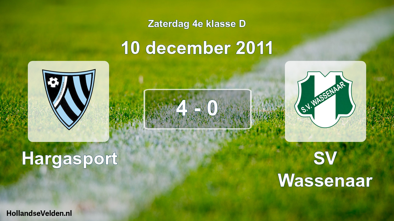 Total number of matches played: Hargasport - SV Wassenaar 4 - 0 (10 December 2011)