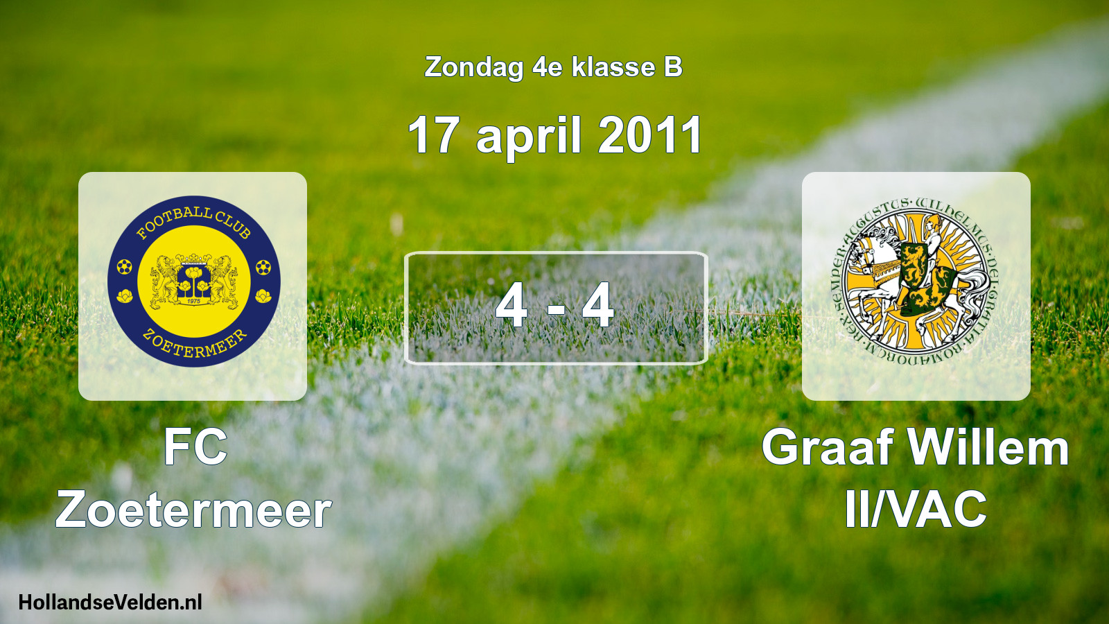 Total number of matches played: FC Zoetermeer - Graaf Willem II/VAC 4 - 4 (17 April 2011)