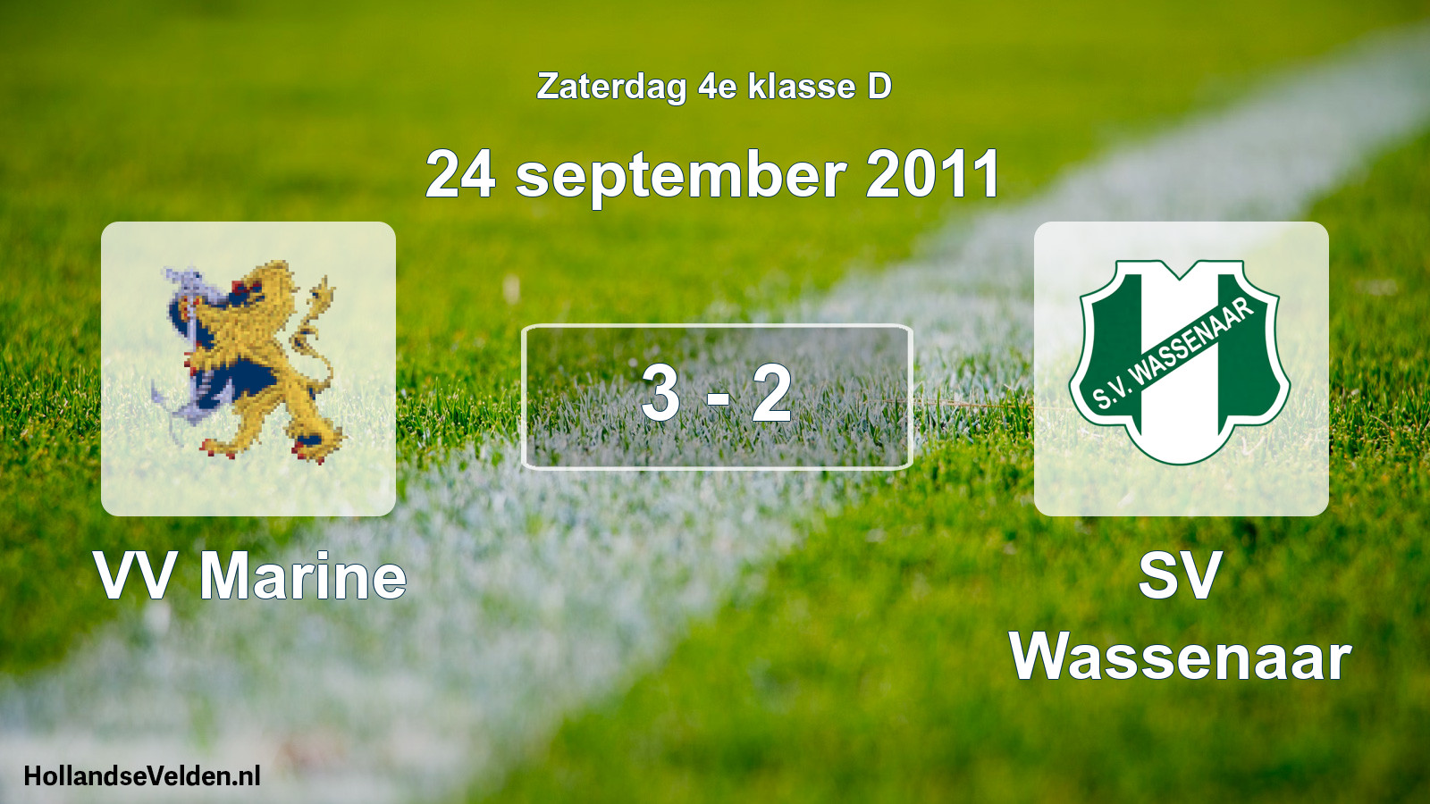 Total number of matches played: VV Marine - SV Wassenaar 3 - 2 (24 September 2011)